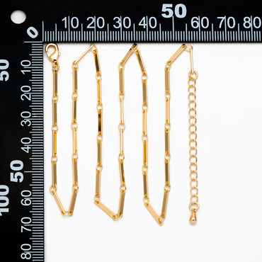 Finished Bracelet/ Anklet/ Necklace with Extender, Gold/ Silver Rectangle Bar Chain, Ready to Wear (#LK-440)