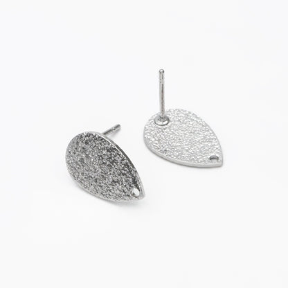 10pcs Gold/ Silver Teardrop Ear Posts 14x9mm, 18K Gold/ Rhodium Plated Brass, Geometric Disk Stud Earring Components (#GB-486)
