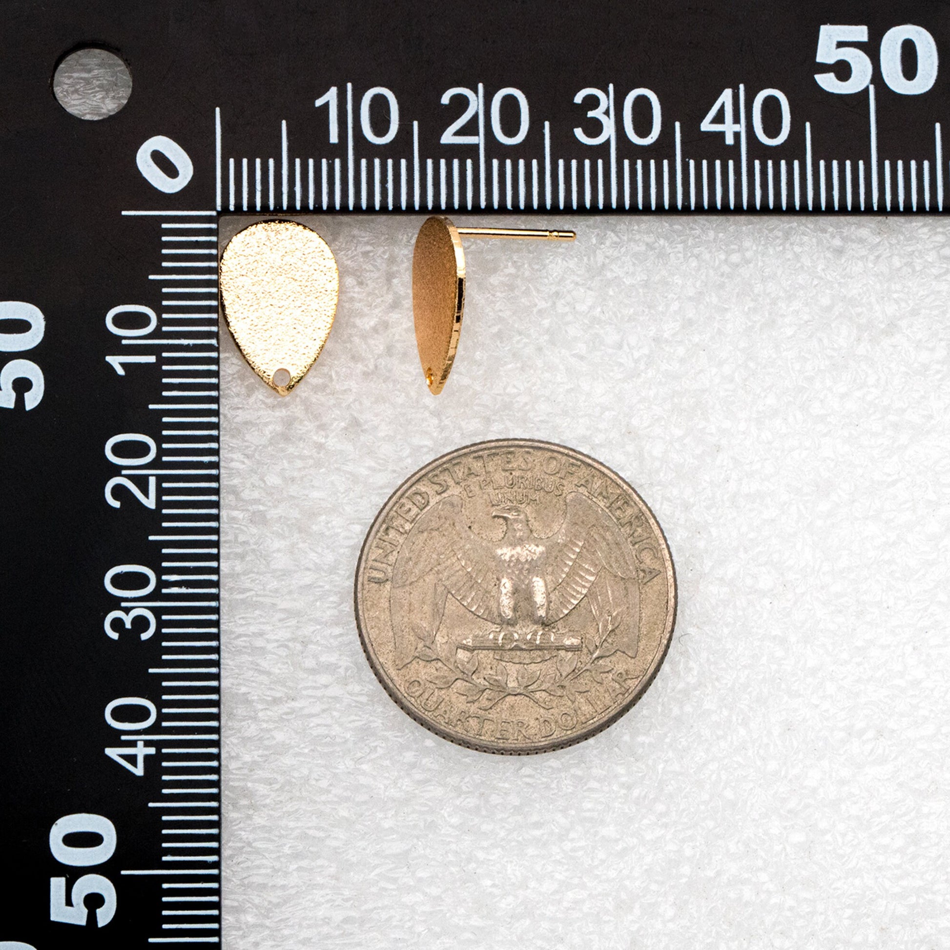 10pcs Gold/ Silver Teardrop Ear Posts 14x9mm, 18K Gold/ Rhodium Plated Brass, Geometric Disk Stud Earring Components (#GB-486)