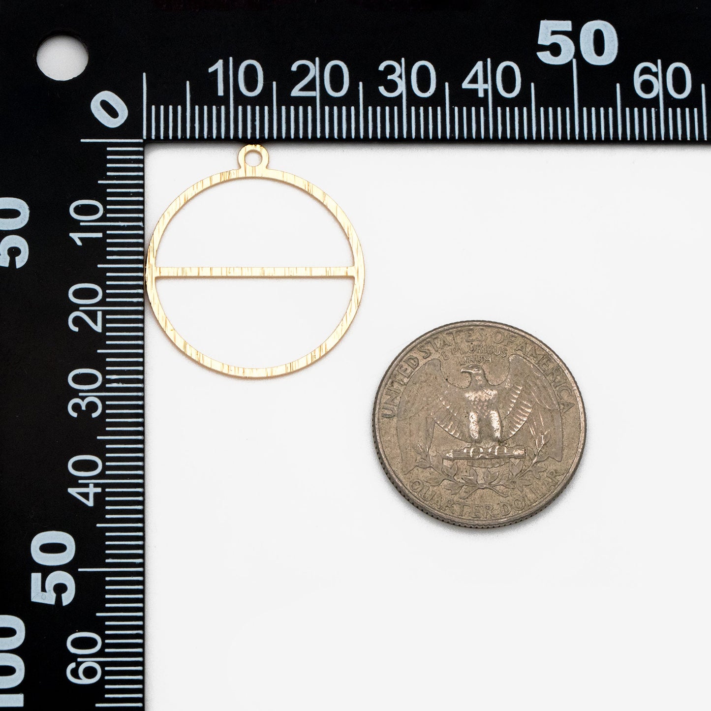 10pcs Gold/ Silver Brushed Round Circle Pendants 28x25mm, 18K Gold/ rhodium plated Brass, Geometric Ring Loop Hoop Charms (GB-3817-J)