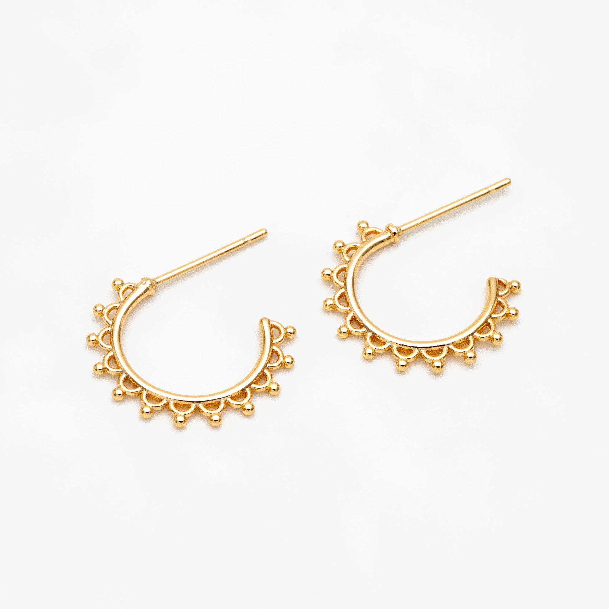 10pcs Gold Round Circle Ear Posts 18mm, Gold plated Brass, Dainty Geometric Hoop Stud Earrings (GB-3725)