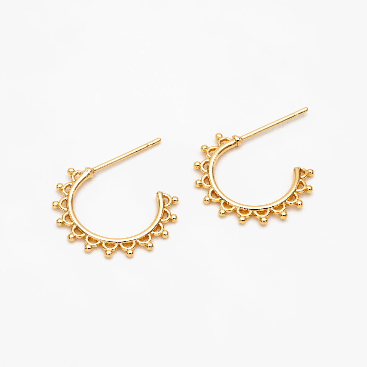 10pcs Gold Round Circle Ear Posts 18mm, Gold plated Brass, Dainty Geometric Hoop Stud Earrings (GB-3725)