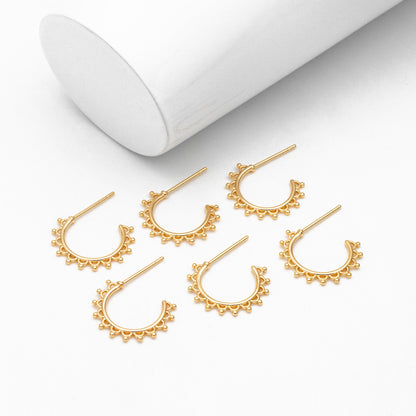 10pcs Gold Round Circle Ear Posts 18mm, Gold plated Brass, Dainty Geometric Hoop Stud Earrings (GB-3725)
