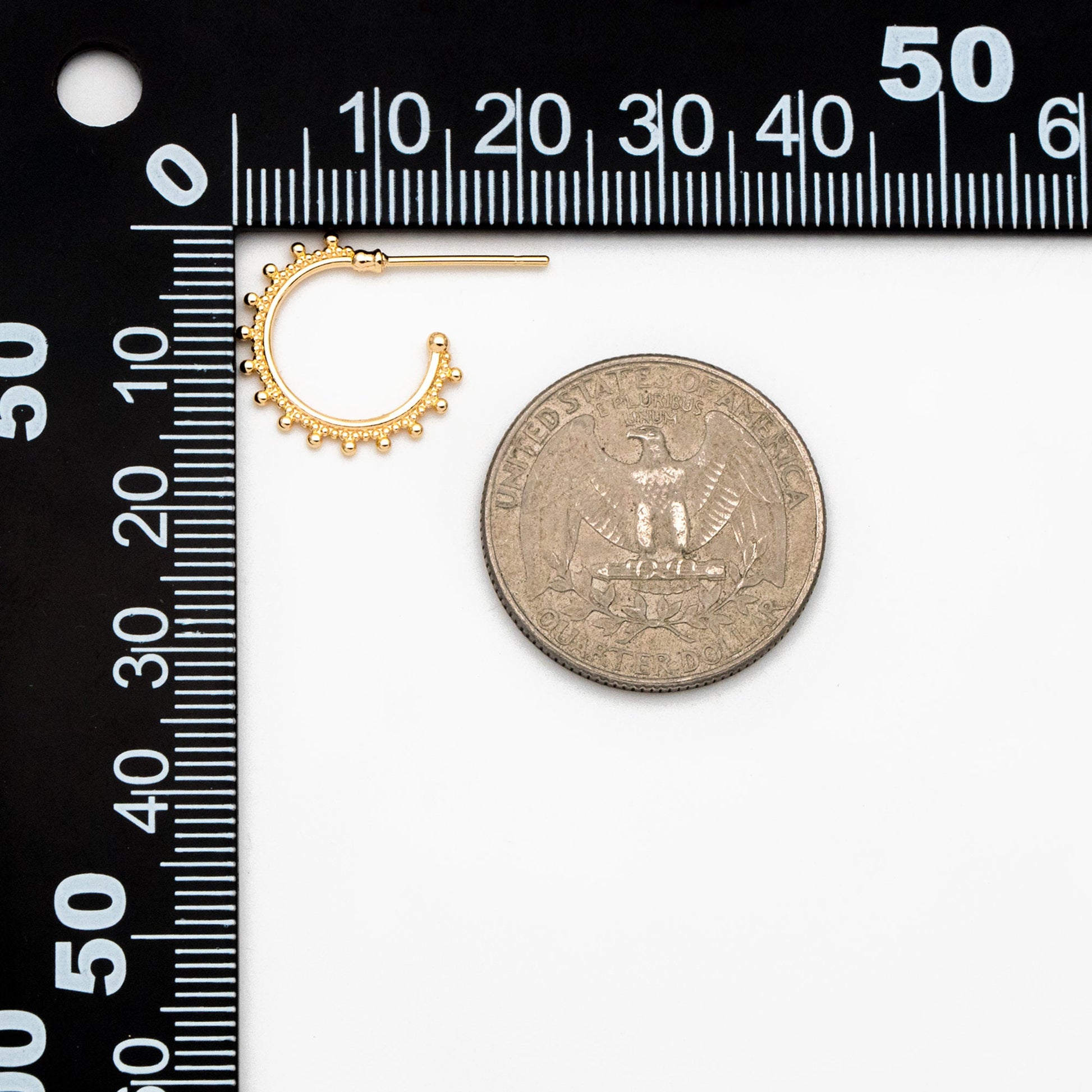 10pcs Gold Round Circle Ear Posts 15mm, Gold plated Brass, Dainty Geometric Hoop Stud Earrings (GB-3734)