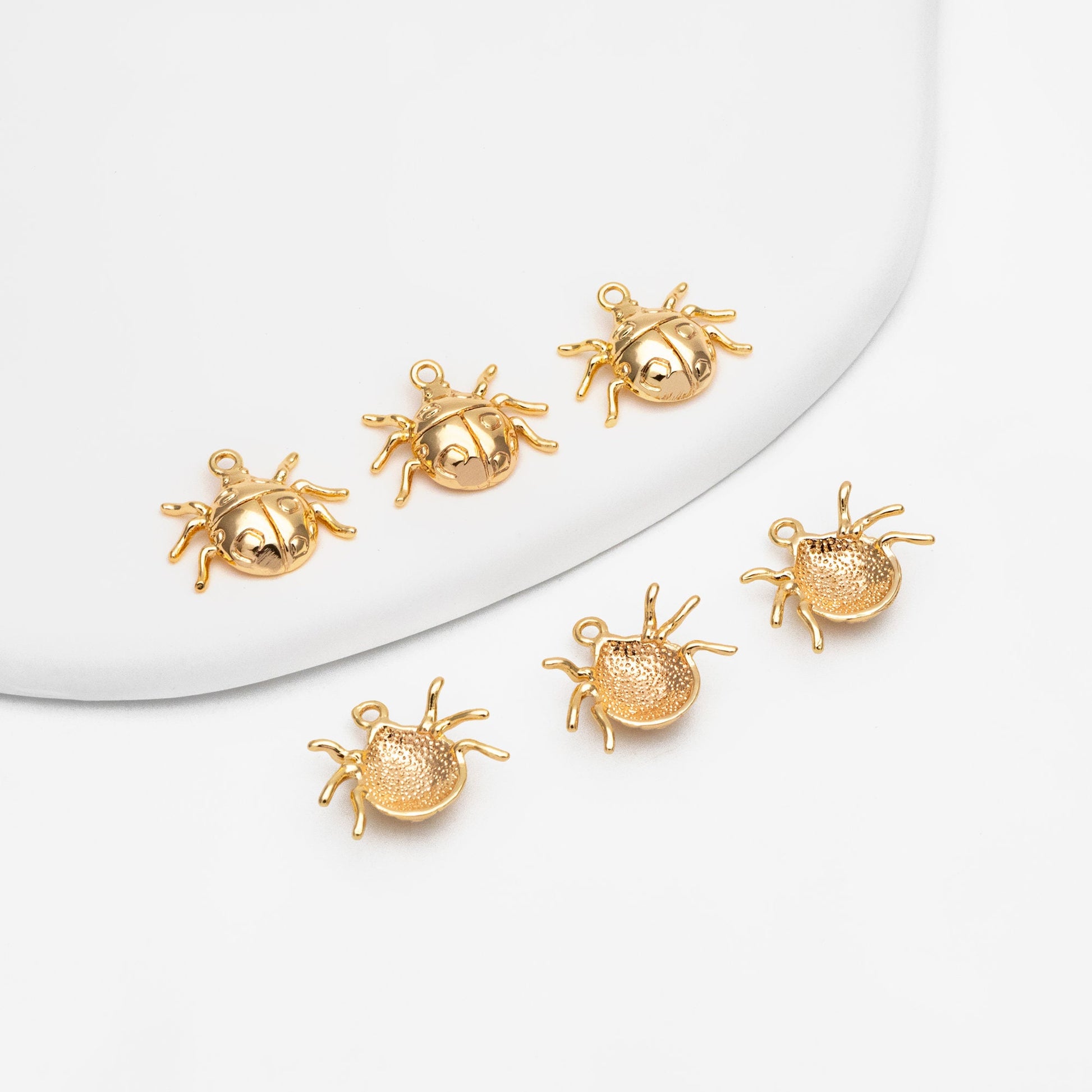 10pcs Gold Ladybug Charms, Insect Pendant, Jewelry Supplies, Earring Findings, Jewelry Making(GB-2666-B)