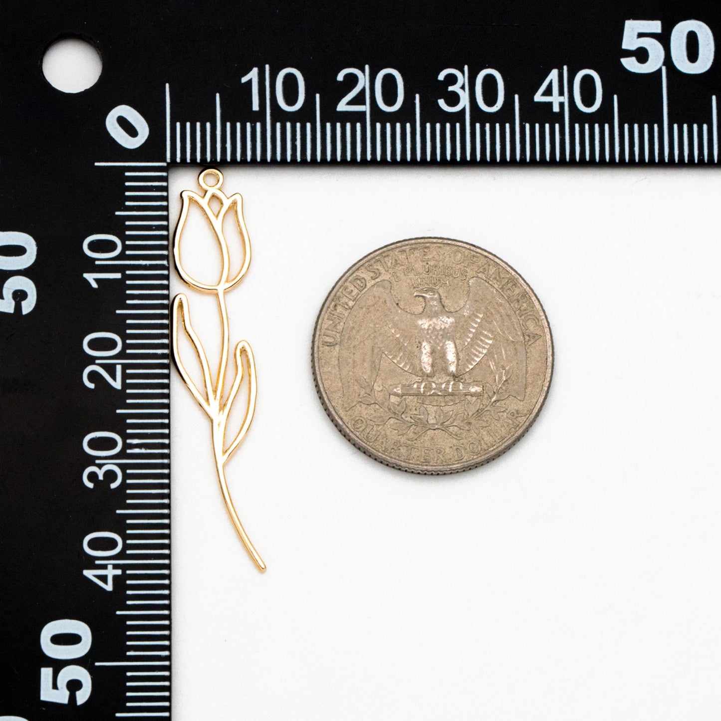 10pcs Gold Hollow Tulip Charms, 18K Gold plated Brass, Flower Earring Pendants (GB-4425-H)