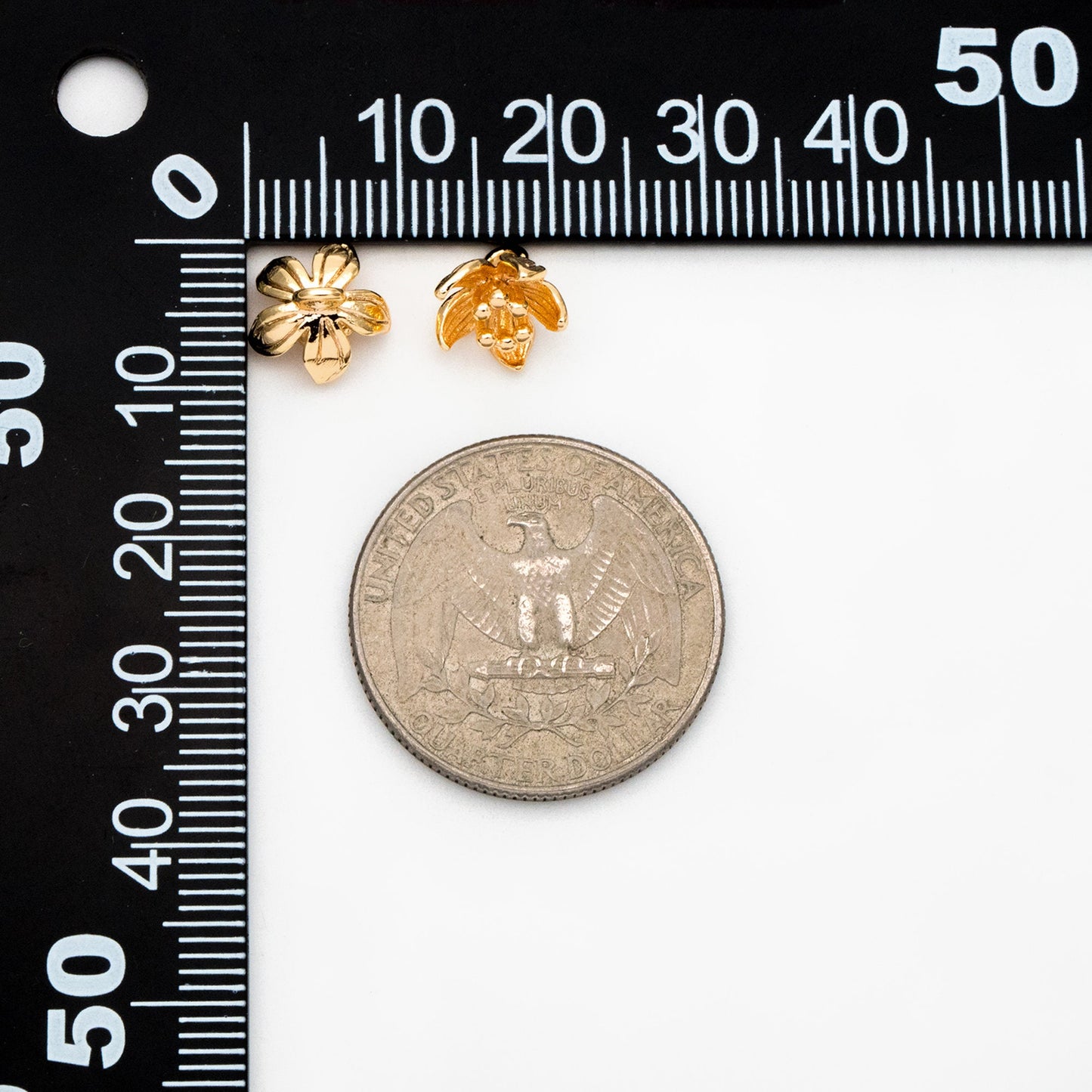 10pcs Gold Flower Charms 8x9mm, 18K Real Gold plated Brass, Floral Earring Pendants (GB-1103-C)
