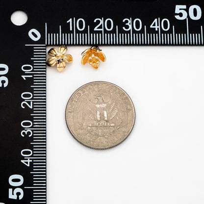 10pcs Gold Flower Charms 8x9mm, 18K Real Gold plated Brass, Floral Earring Pendants (GB-1103-C)