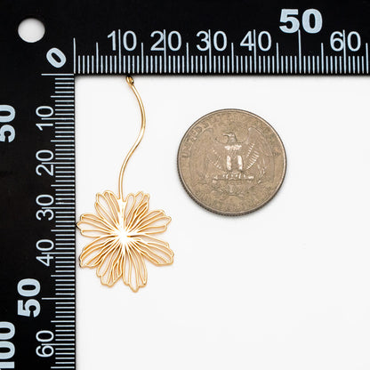 10pcs Gold Hollow Flower Pendants 46x26mm, Real Gold plated Brass, Flower Earring Charms, Earring Components (GB-4425-F)