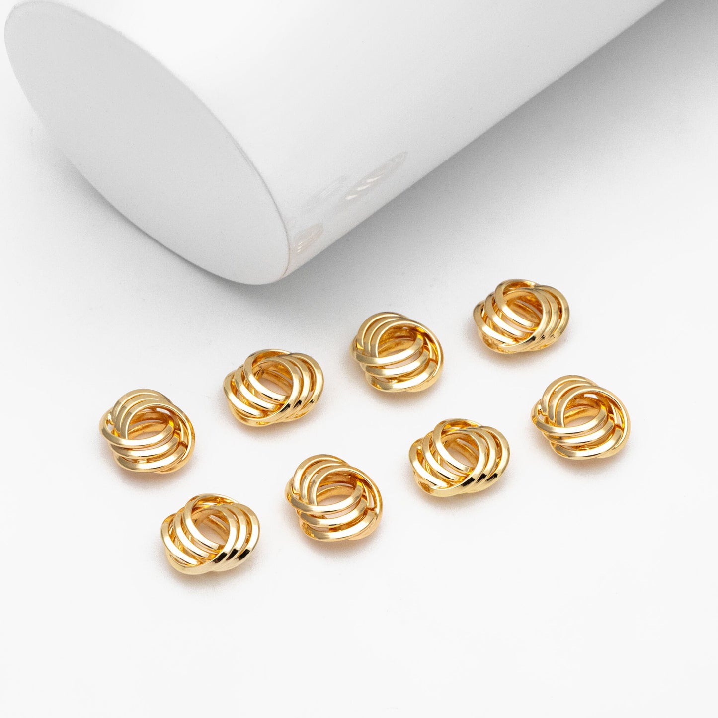 10pcs Gold Knot Spacer Beads 10x9mm, Gold plated Brass, Jewelry Making Supplies Wholesale (GB-3715-B)