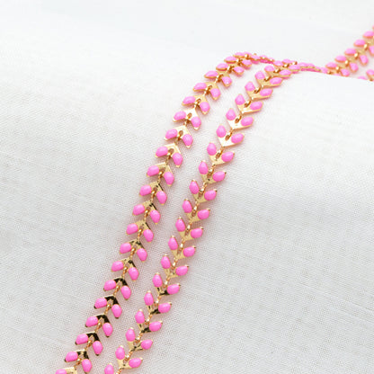 Gold plated Brass Enamel Chevron Chain 6.3mm, Herringbone Flat Arrow Designer Chain, Color Not Easily Tarnish (#LK-160)/ 1 Meter=3.3ft