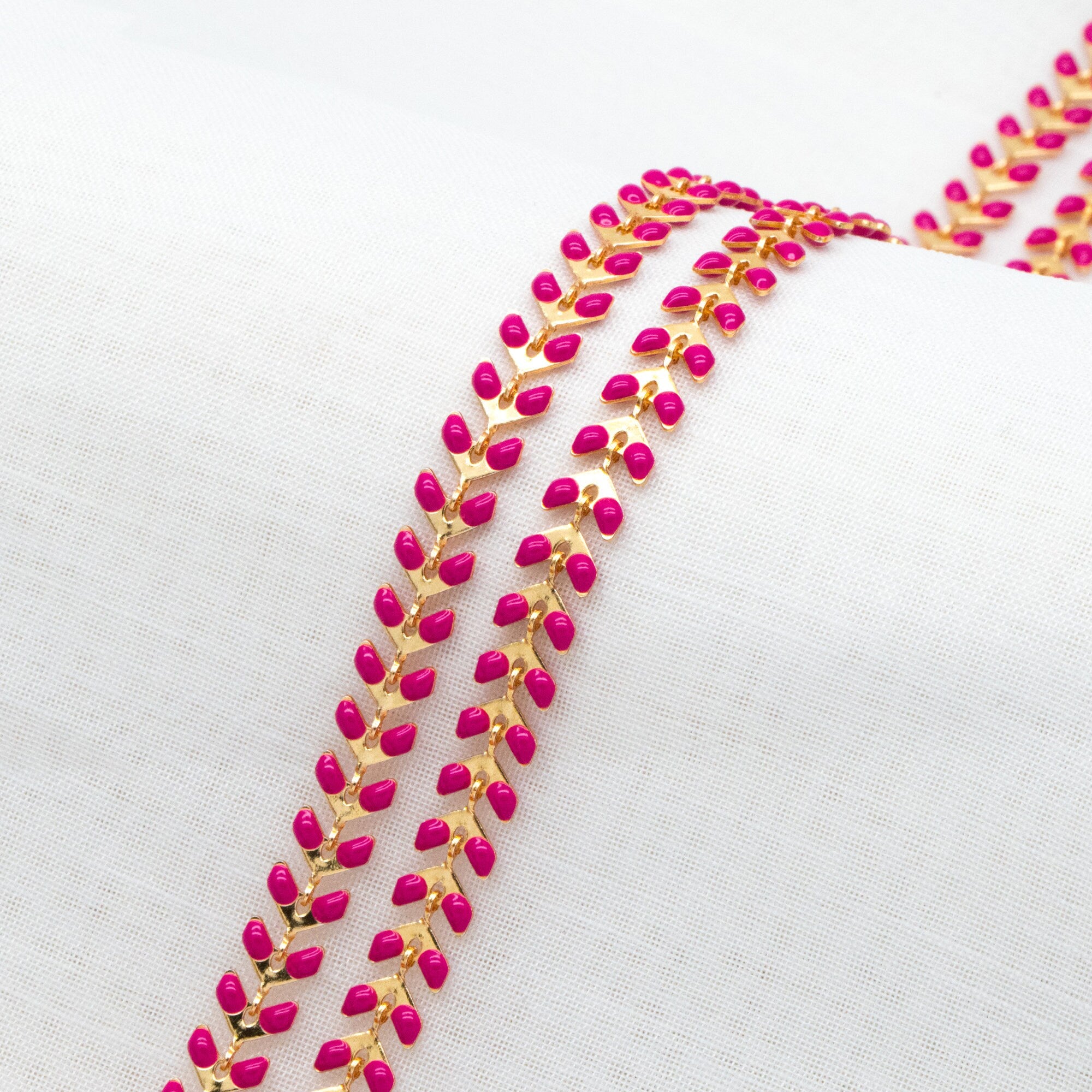 Gold plated Brass Enamel Chevron Chain 6.3mm, Herringbone Flat Arrow Designer Chain, Color Not Easily Tarnish (#LK-160)/ 1 Meter=3.3ft