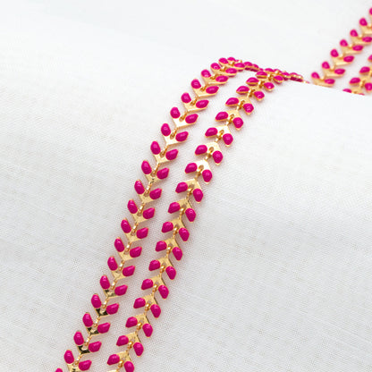 Gold plated Brass Enamel Chevron Chain 6.3mm, Herringbone Flat Arrow Designer Chain, Color Not Easily Tarnish (#LK-160)/ 1 Meter=3.3ft