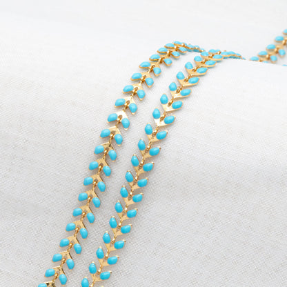 Gold plated Brass Enamel Chevron Chain 6.3mm, Herringbone Flat Arrow Designer Chain, Color Not Easily Tarnish (#LK-160)/ 1 Meter=3.3ft