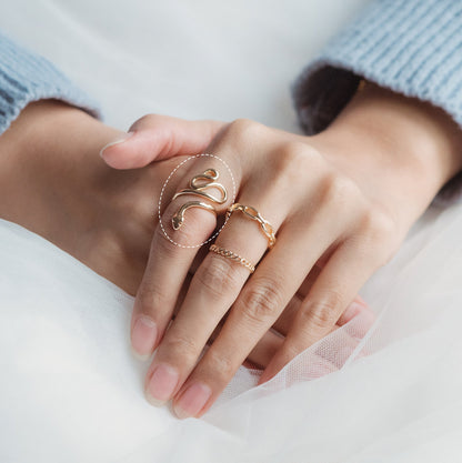 4pcs Gold/ Silver Tone Snake Ring, Open Serpent Ring, Reptile Adjustable Band Ring, Punk Animal Jewelry, Fashion Jewelry (#GB-2716)