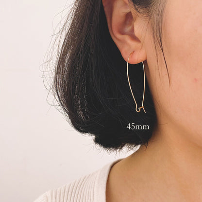 20pcs Gold/ Silver tone Kidney Ear Wires, 18K Gold/ Rhodium plated Brass Hoop Earrings 25/ 30/ 36/ 45mm (GB-253)