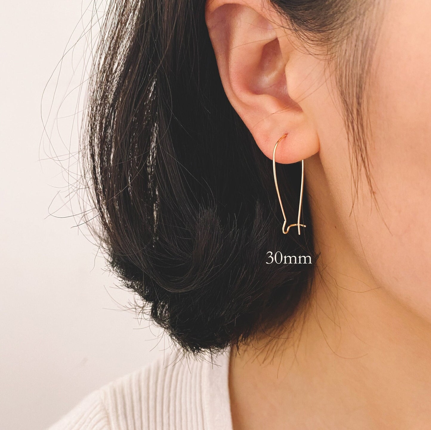 20pcs Gold/ Silver tone Kidney Ear Wires, 18K Gold/ Rhodium plated Brass Hoop Earrings 25/ 30/ 36/ 45mm (GB-253)