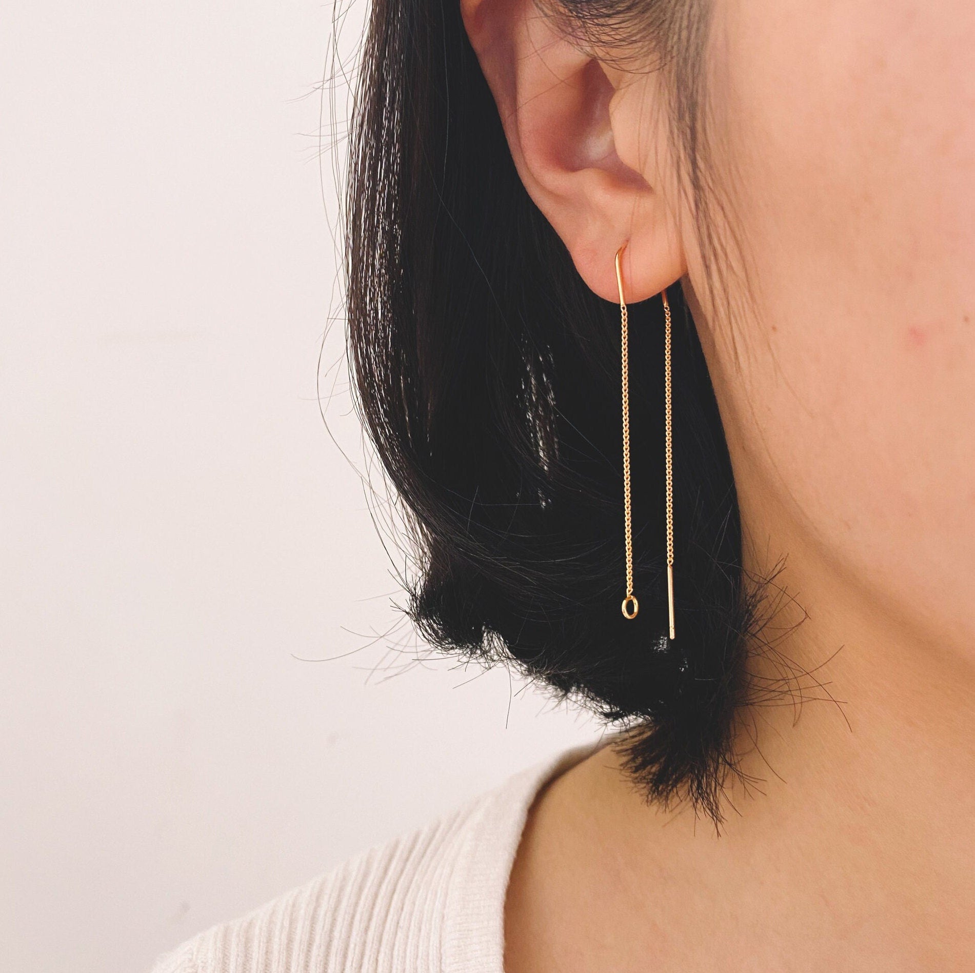 10pcs Gold/ Silver/ Rose Gold Ear Threader Earrings, Earwire Thread with Jump Ring, Color Not Easily Tarnish (GB-333-D)