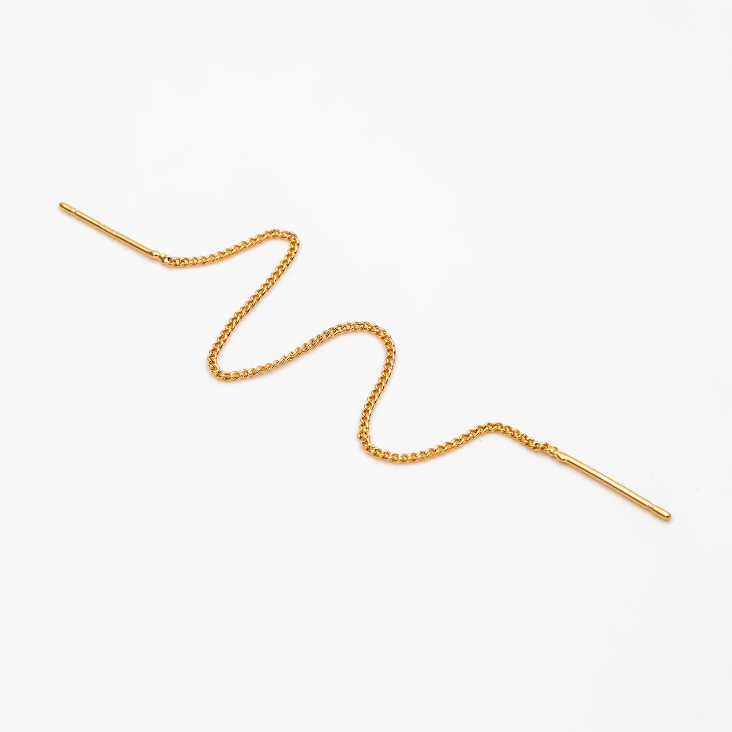 10pcs Gold Threader Earrings, 1mm Curb Chain Earwire Thread, Earring Supply Findings Wholesale, Totally 130mm Long (GB-1735-C)