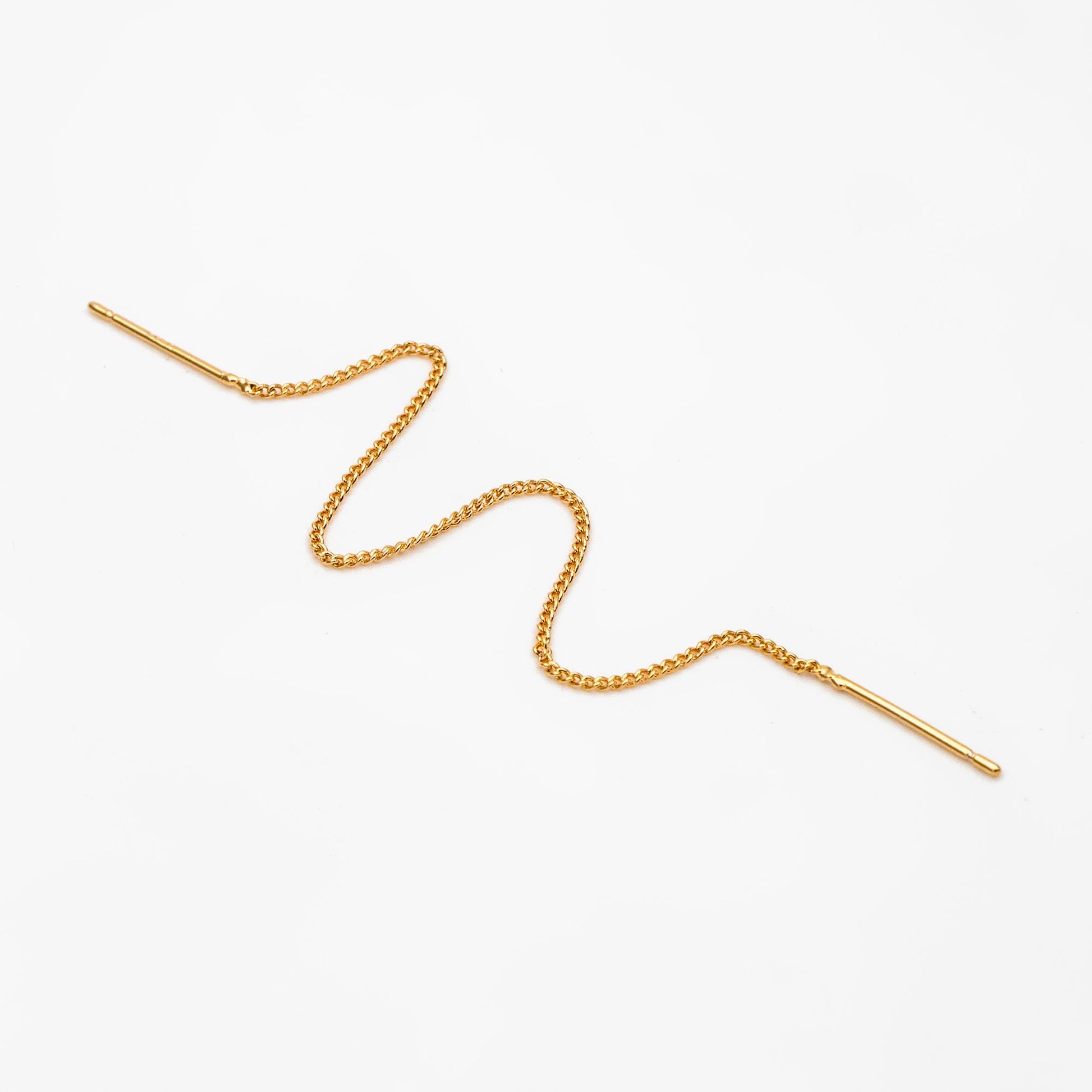 10pcs Gold Threader Earrings, 1mm Curb Chain Earwire Thread, Earring Supply Findings Wholesale, Totally 130mm Long (GB-1735-C)