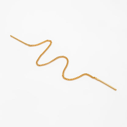 10pcs Gold Threader Earrings, 1mm Curb Chain Earwire Thread, Earring Supply Findings Wholesale, Totally 130mm Long (GB-1735-C)