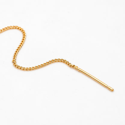 10pcs Gold Threader Earrings, 1mm Curb Chain Earwire Thread, Earring Supply Findings Wholesale, Totally 130mm Long (GB-1735-C)