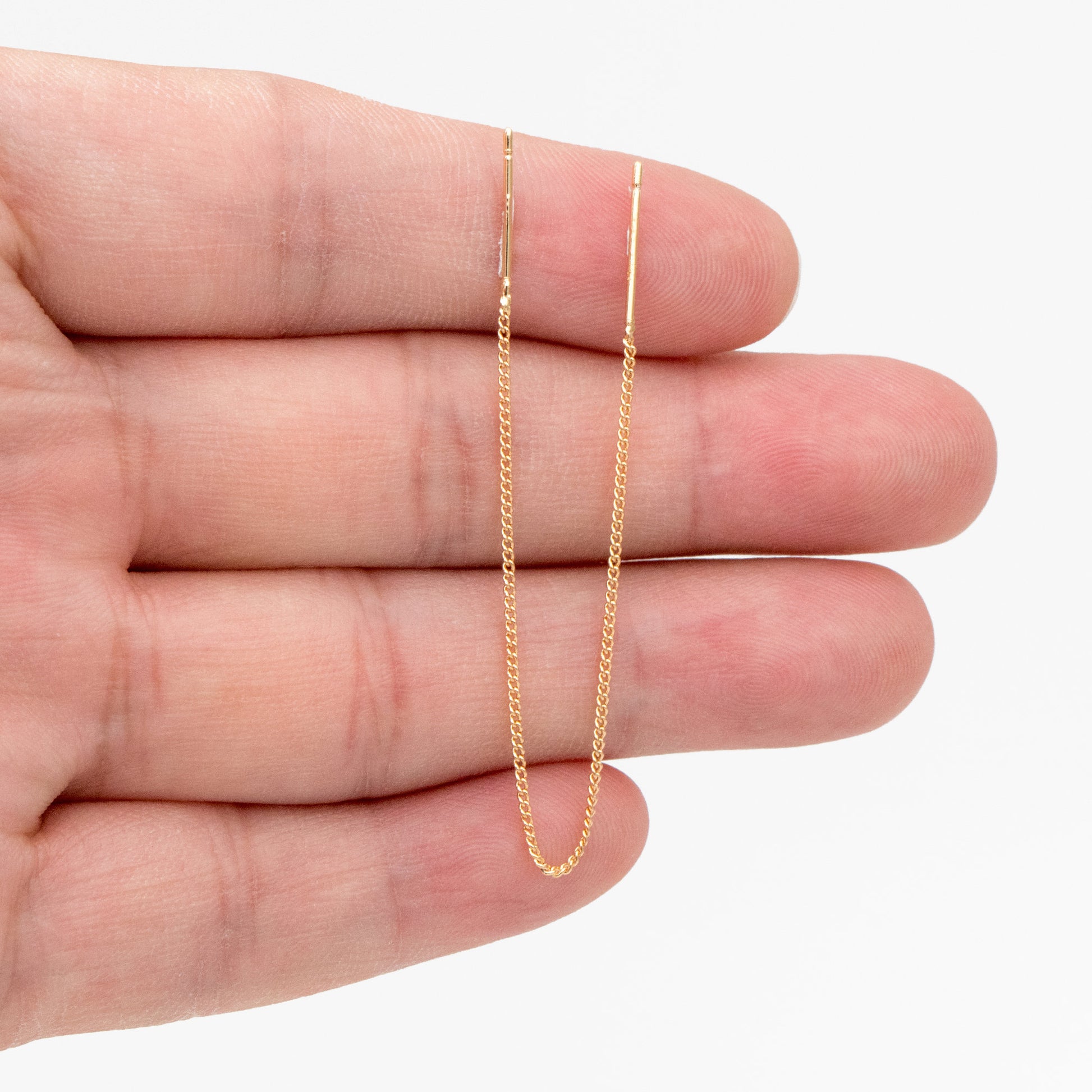 10pcs Gold Threader Earrings, 1mm Curb Chain Earwire Thread, Earring Supply Findings Wholesale, Totally 130mm Long (GB-1735-C)