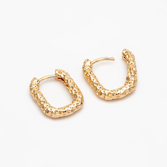 10pcs Gold/ Silver Oval Hoop Earrings, Gold/ Rhodium plated Brass, Geometric Earring Hoops (GB-3739)