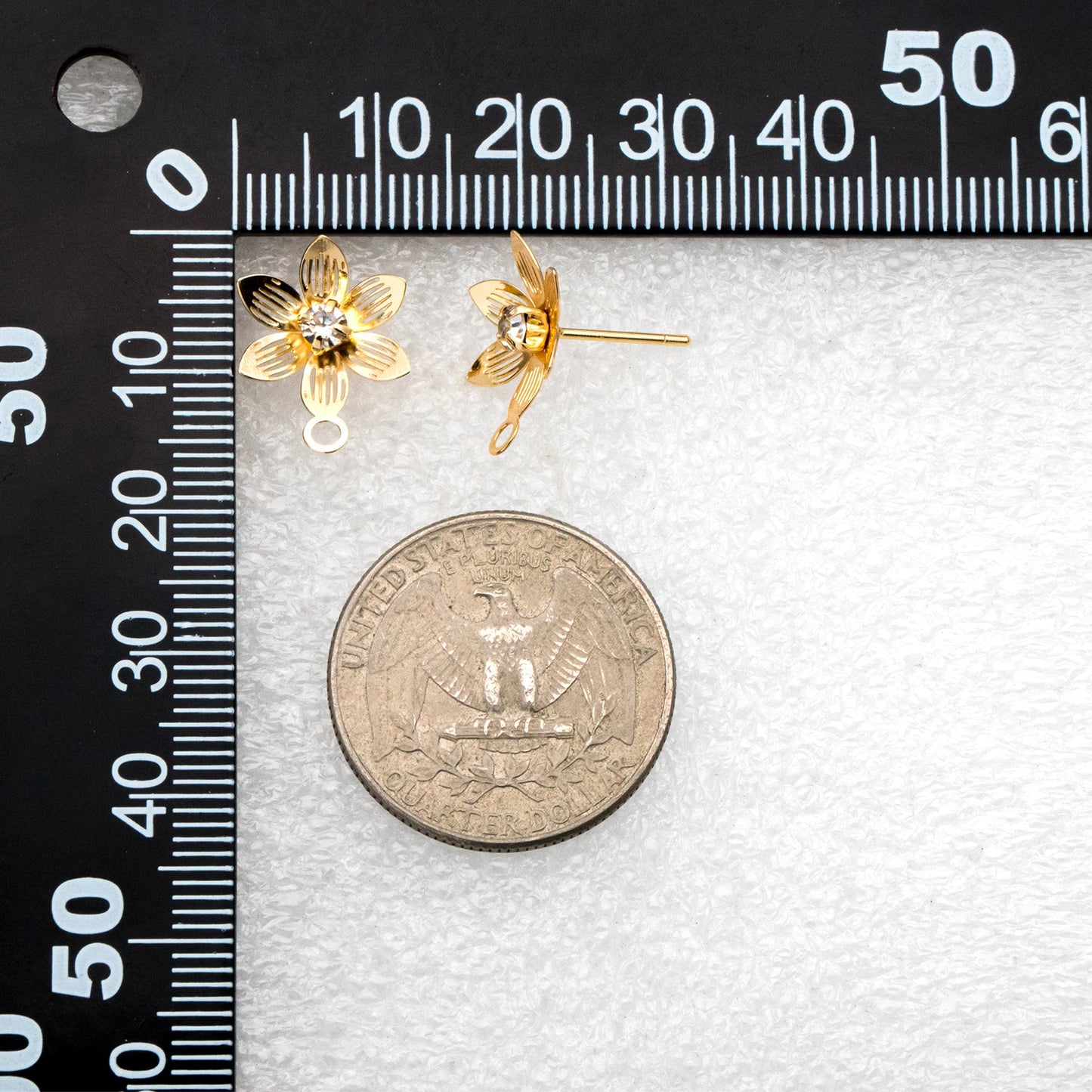 10pcs CZ Pave Gold Flower Earring with Loop, Gold Plated Brass, Jewelry Making, Diy Material, Jewelry Supplies (GB-3742)