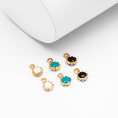 10pcs Gold Enamel Sun Charms 7x4mm, 18K Gold plated Brass, Tiny Sun Earring Charms (GB-3745)