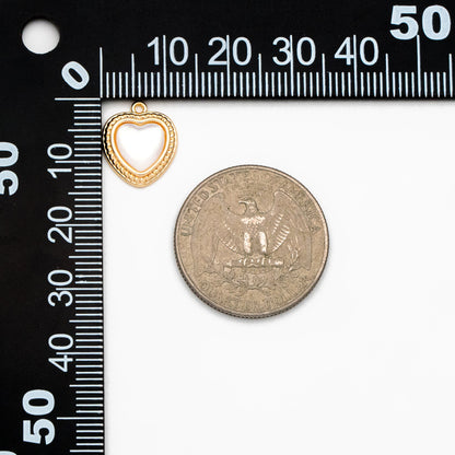 4pcs Shell Pave Gold Heart Charms 12mm, 18K Gold plated Brass, Dainty Heart Pendants (GB-2782-H)