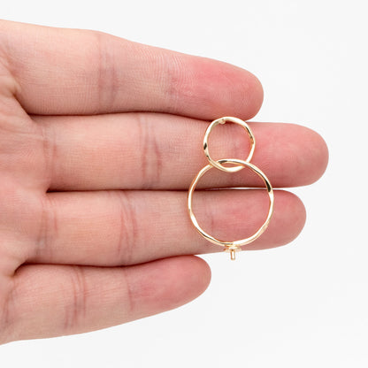 4pcs Interlocking Earring Studs, Linkage Circle Earring, Pearl Earring Mounts, Half Drilled Pearls Earring Settings (GB-3751)