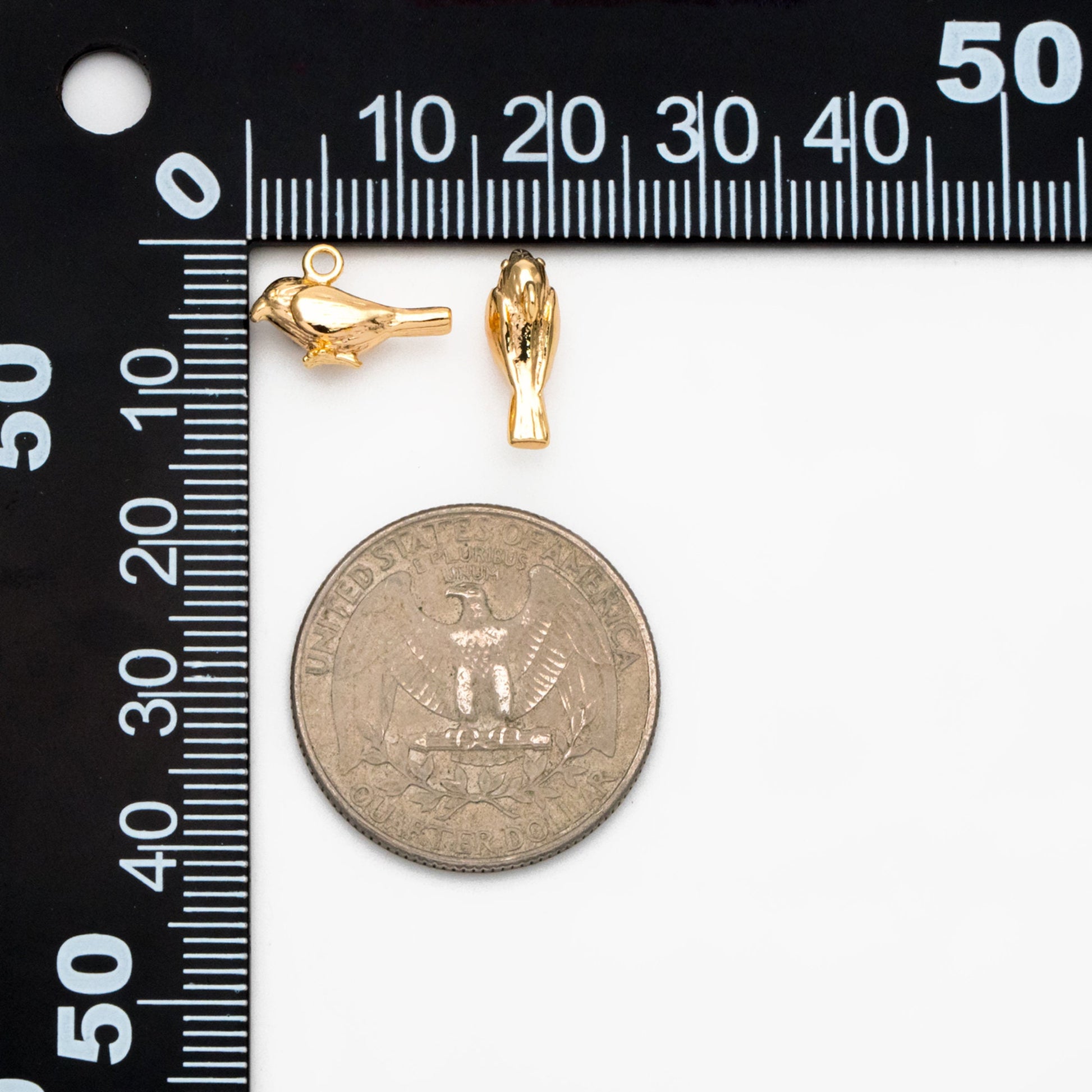 10pcs Gold Sparrow Charm, Real Gold plated Brass Bird Pendant, Earring Charm (GB-2691-A)