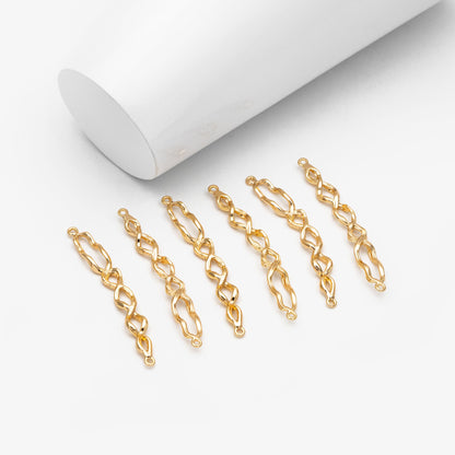 4pcs Gold Twisted Wire Connector, Gold plated Brass, Bracelet Connector (GB-3753)