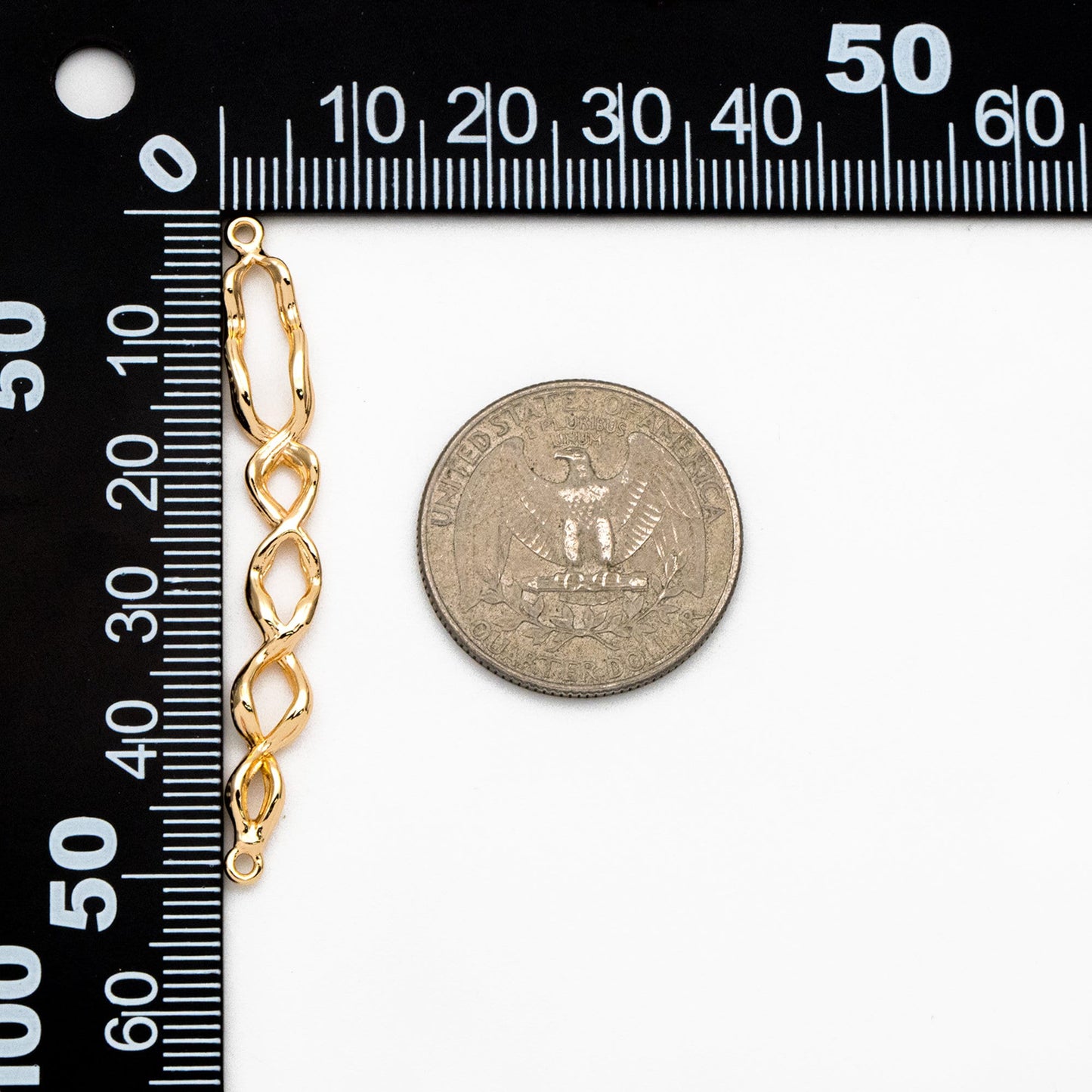 4pcs Gold Twisted Wire Connector, Gold plated Brass, Bracelet Connector (GB-3753)