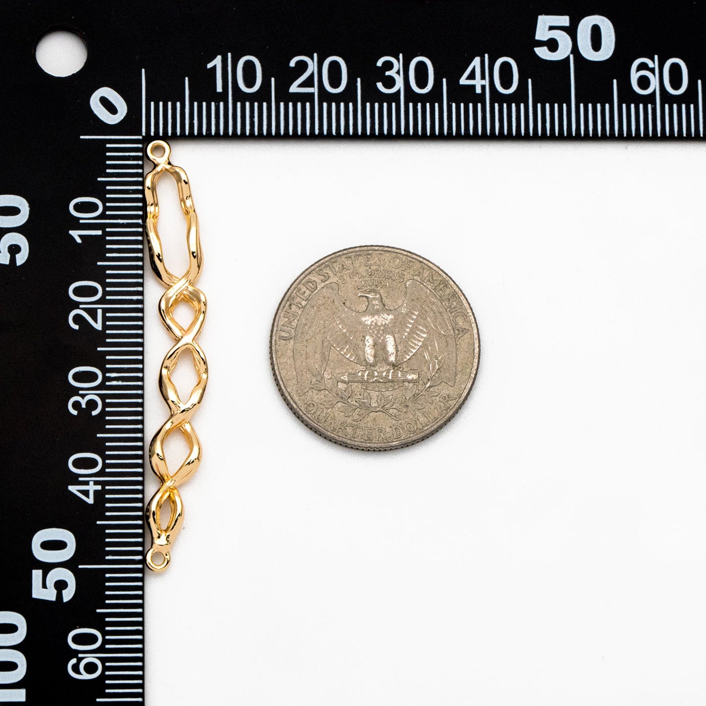 4pcs Gold Twisted Wire Connector, Gold plated Brass, Bracelet Connector (GB-3753)