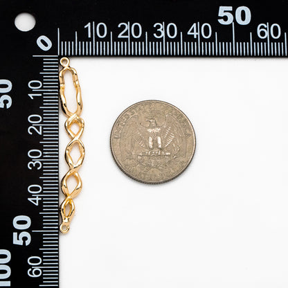 4pcs Gold Twisted Wire Connector, Gold plated Brass, Bracelet Connector (GB-3753)