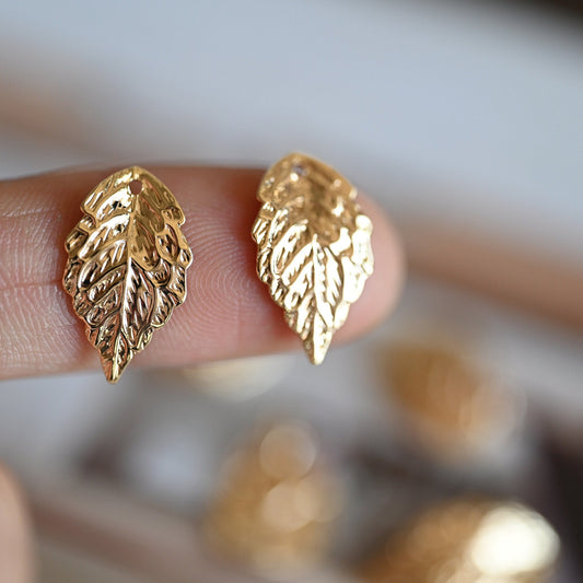 10pcs Gold plated Brass Leaf Charms 18mm (GB-028)