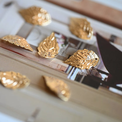 10pcs Gold plated Brass Leaf Charms 18mm (GB-028)
