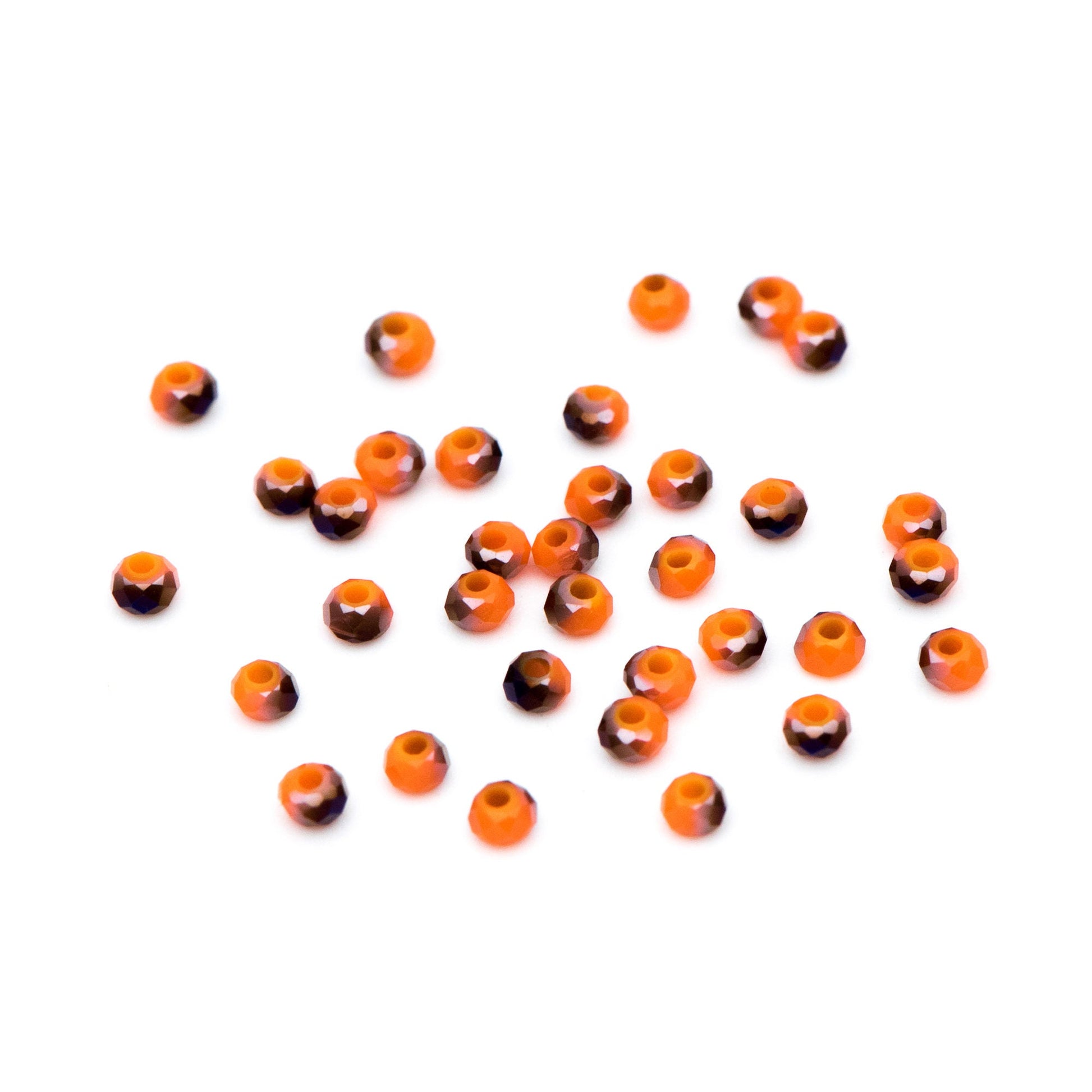 Crystal Faceted Rondelle Beads 2mm, Tiny Size Glass Spacer Beads, Orange Purple(BZ02-22) / 200 beads
