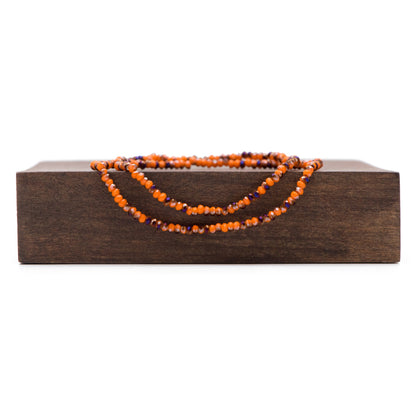 Crystal Faceted Rondelle Beads 2mm, Tiny Size Glass Spacer Beads, Orange Purple(BZ02-22) / 200 beads