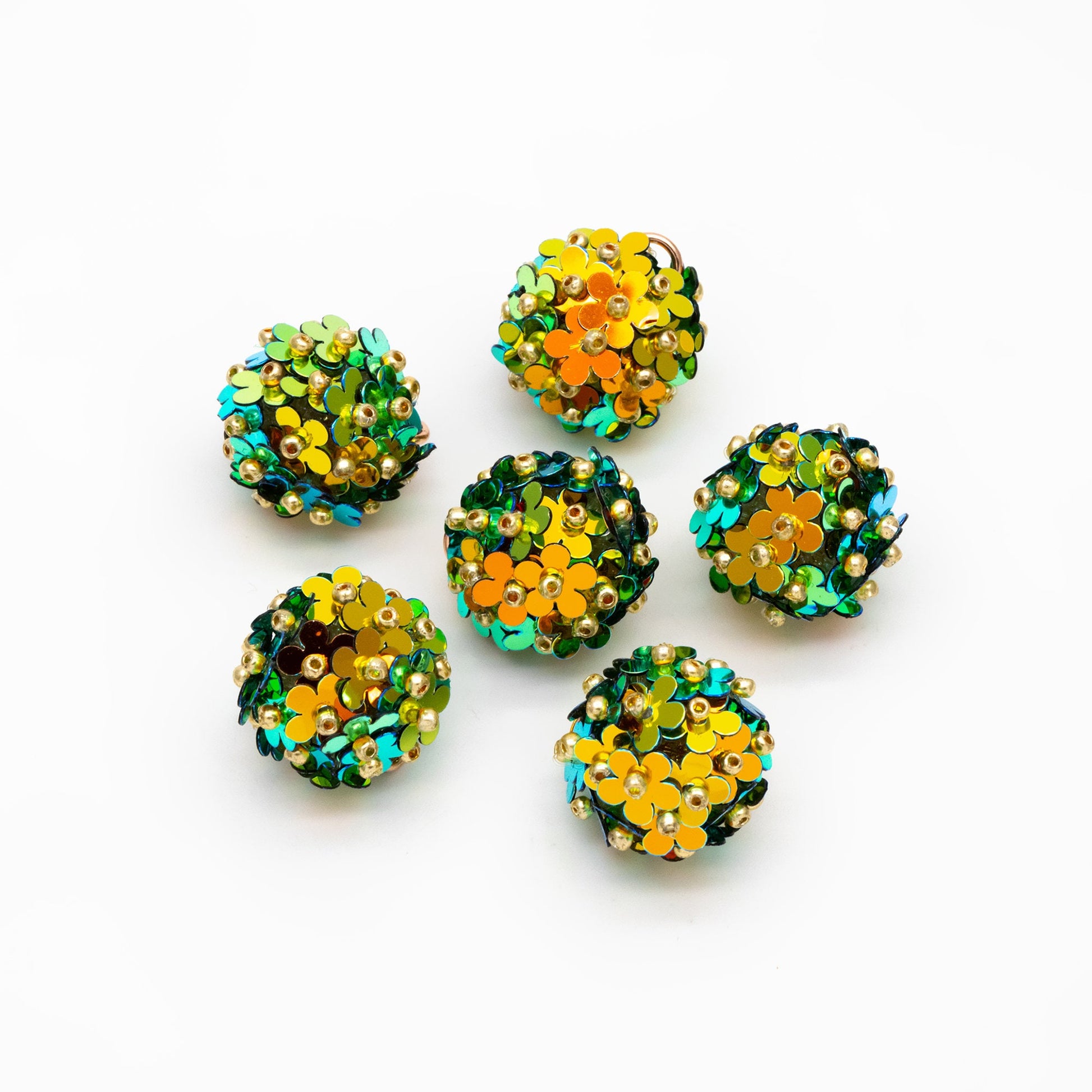 4pcs Beaded Flower Charms, Floral Ball Cluster Pendants, Handmade Jewelry Supplies (FB-078)