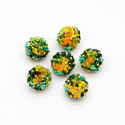 4pcs Beaded Flower Charms, Floral Ball Cluster Pendants, Handmade Jewelry Supplies (FB-078)