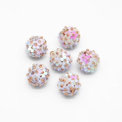 4pcs Beaded Flower Charms, Floral Ball Cluster Pendants, Handmade Jewelry Supplies (FB-078)