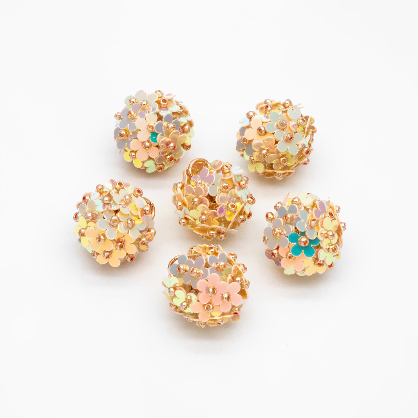 4pcs Beaded Flower Charms, Floral Ball Cluster Pendants, Handmade Jewelry Supplies (FB-078)