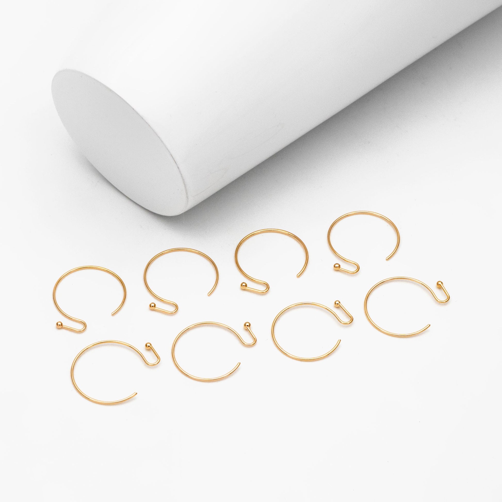 20pcs Gold Ear Hooks 15x18mm, Simple Round Earwire Earring Components (GB-025-C)