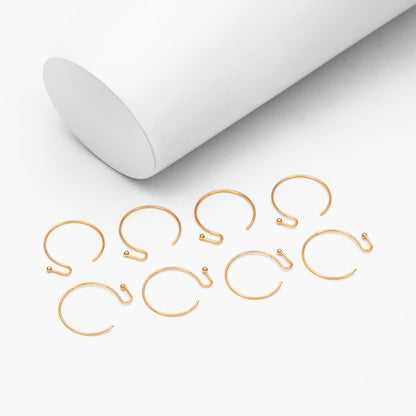 20pcs Gold Ear Hooks 15x18mm, Simple Round Earwire Earring Components (GB-025-C)