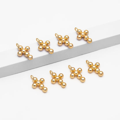 4pcs Gold Cross Charm 14x9mm, Earring Findings, Jewelry Making, Diy Material, Jewelry Supplies (GB-2731-E)