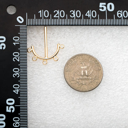 4pcs Gold Anchor Stud Earrings with 5 Loops, Gold plated Brass Earrings Findings, Earring Components (#GB-3758)