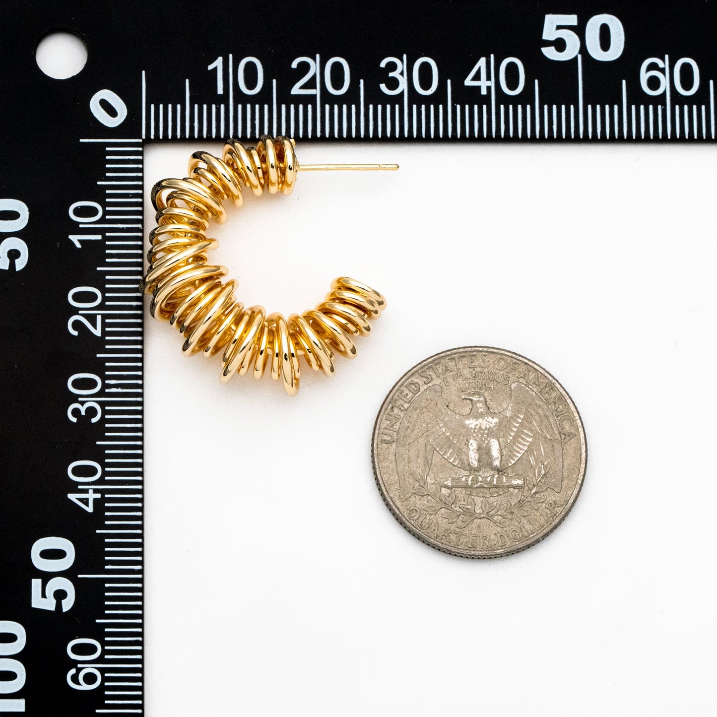 4pcs Gold/ Silver Round Circle Ear Posts 28mm, Twisted Wire Stud Earrings, Geometric Hoop Earrings (GB-3760)